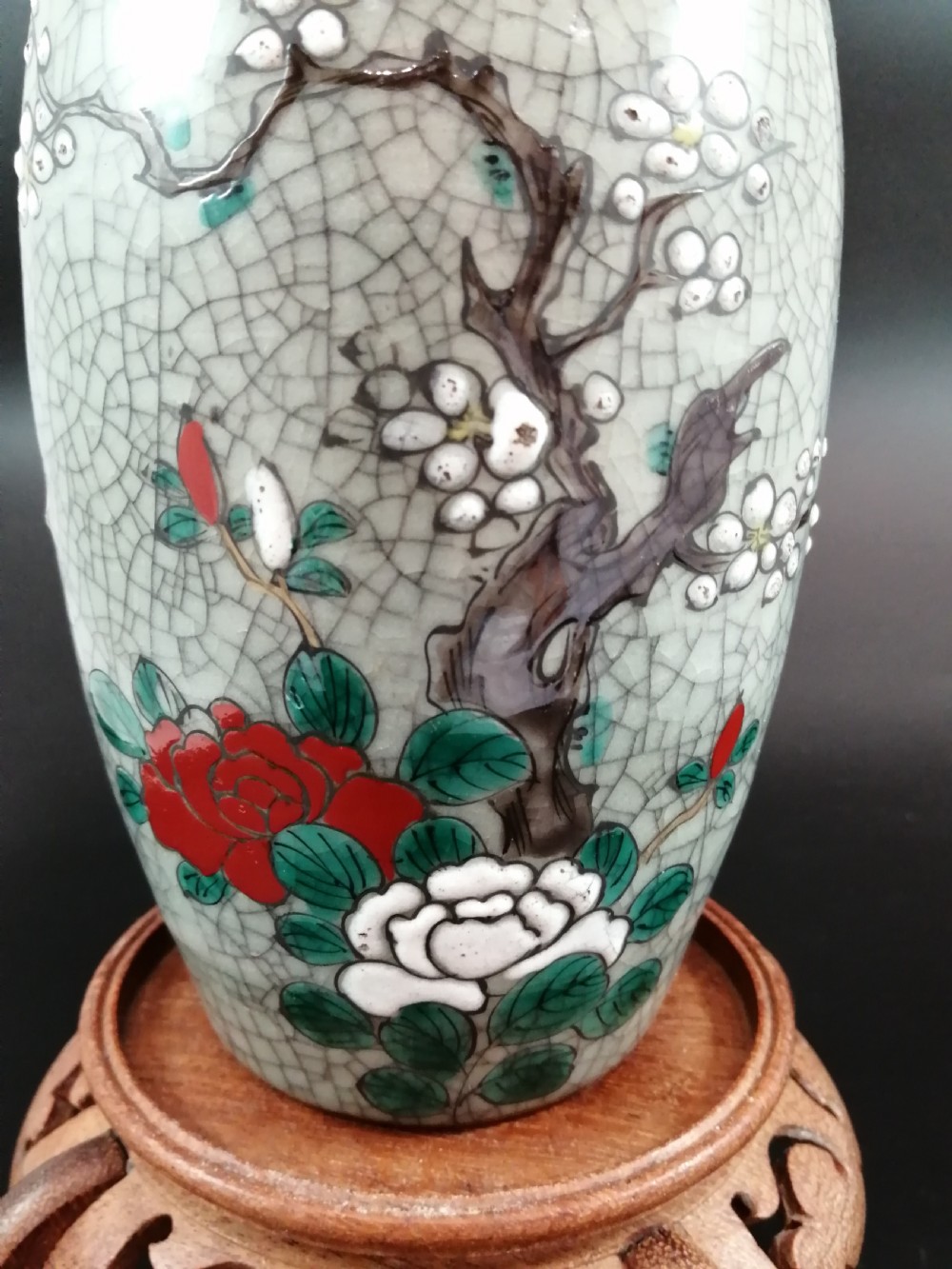 Crackle Glaze Enameled Chinese Vase, circa 1900. View X