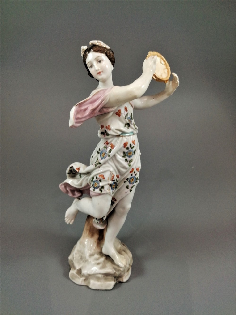 Woman with a tambourine by Meissen, middle 19th century. View III