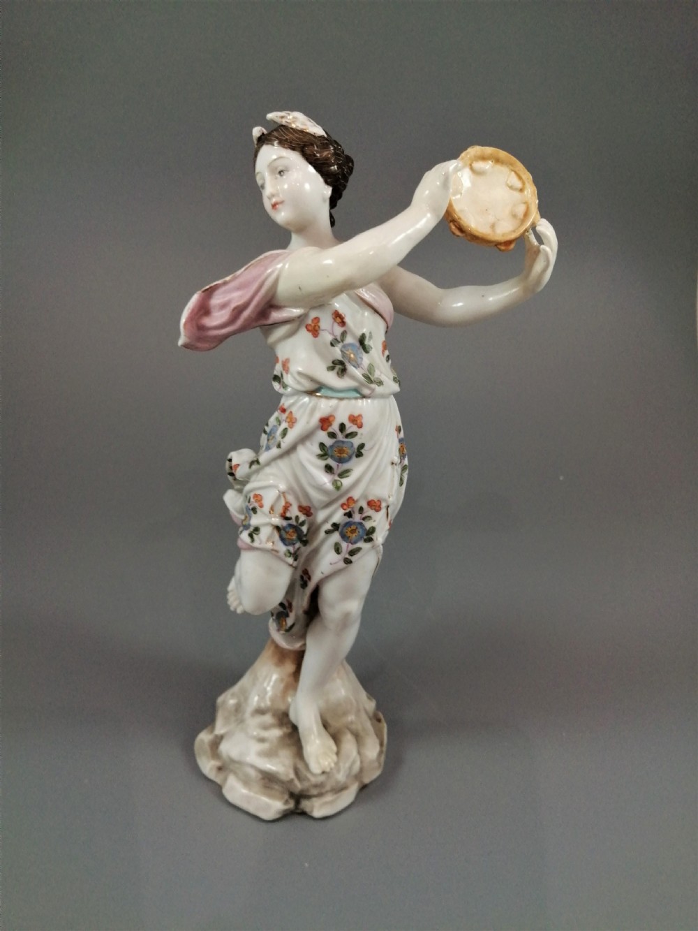 Woman with a tambourine by Meissen, middle 19th century. View IV