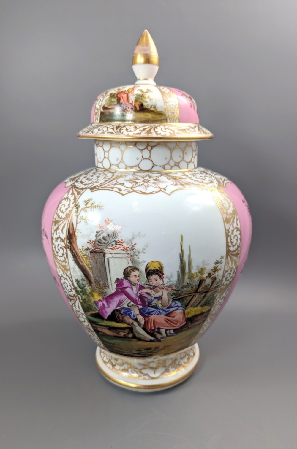 Dresden porcelain covered vase, Helena Wolfson style, c. 1880 