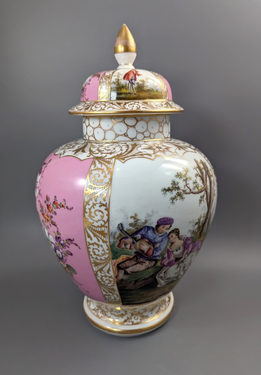 Dresden porcelain covered vase, Helena Wolfson style, c. 1880  View II