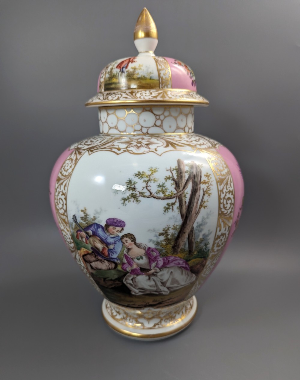 Dresden porcelain covered vase, Helena Wolfson style, c. 1880  View IV