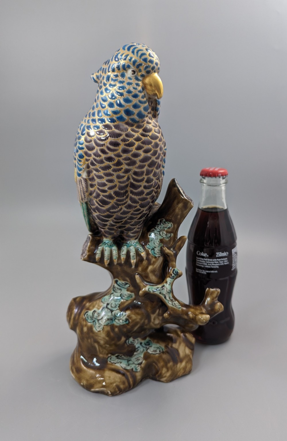 Japanese Meiji period Kutani enamelled porcelain parrot View XV