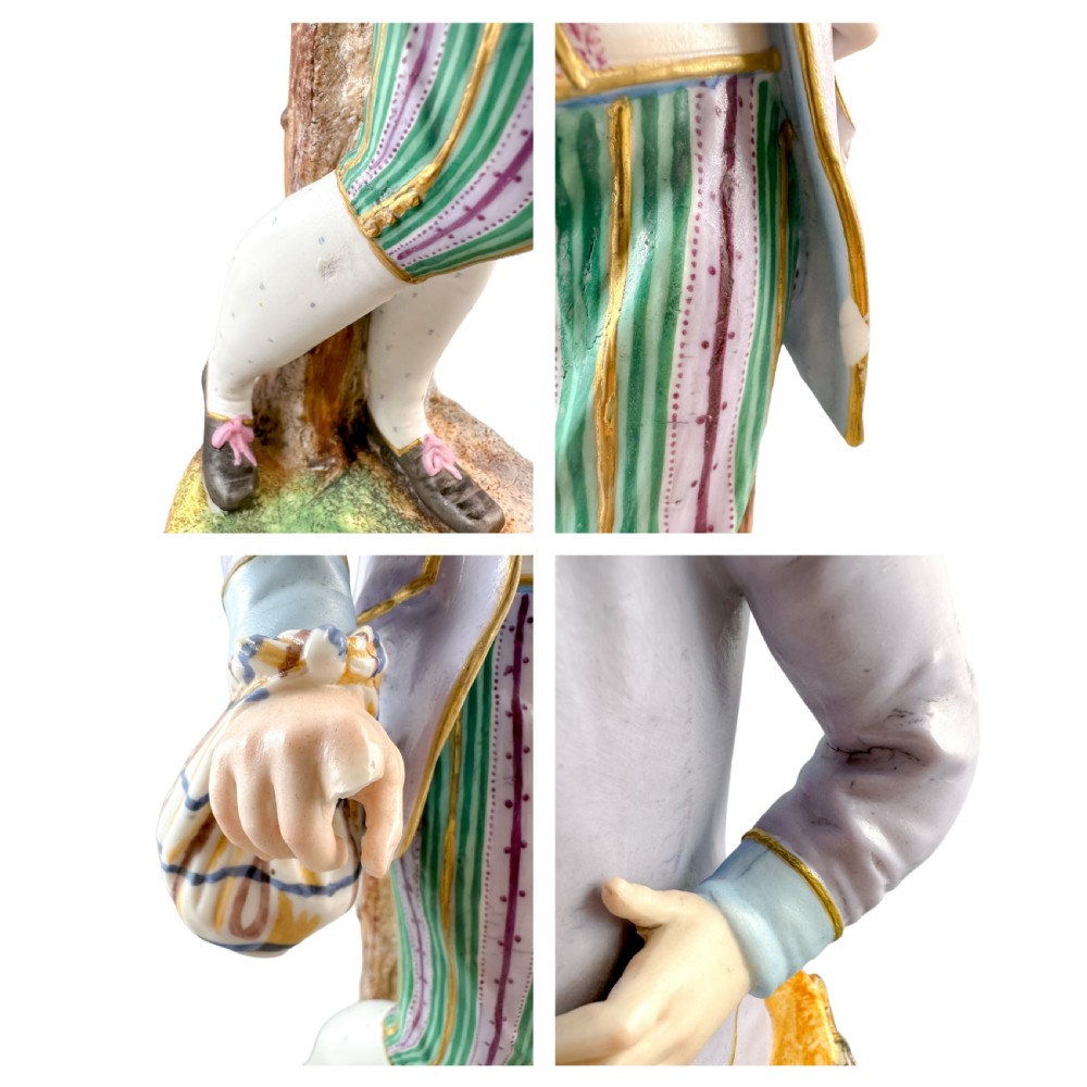 Antique French 1870's Louis Philippe Limoges bisque porcelain figural pair of young man and woman View VIII