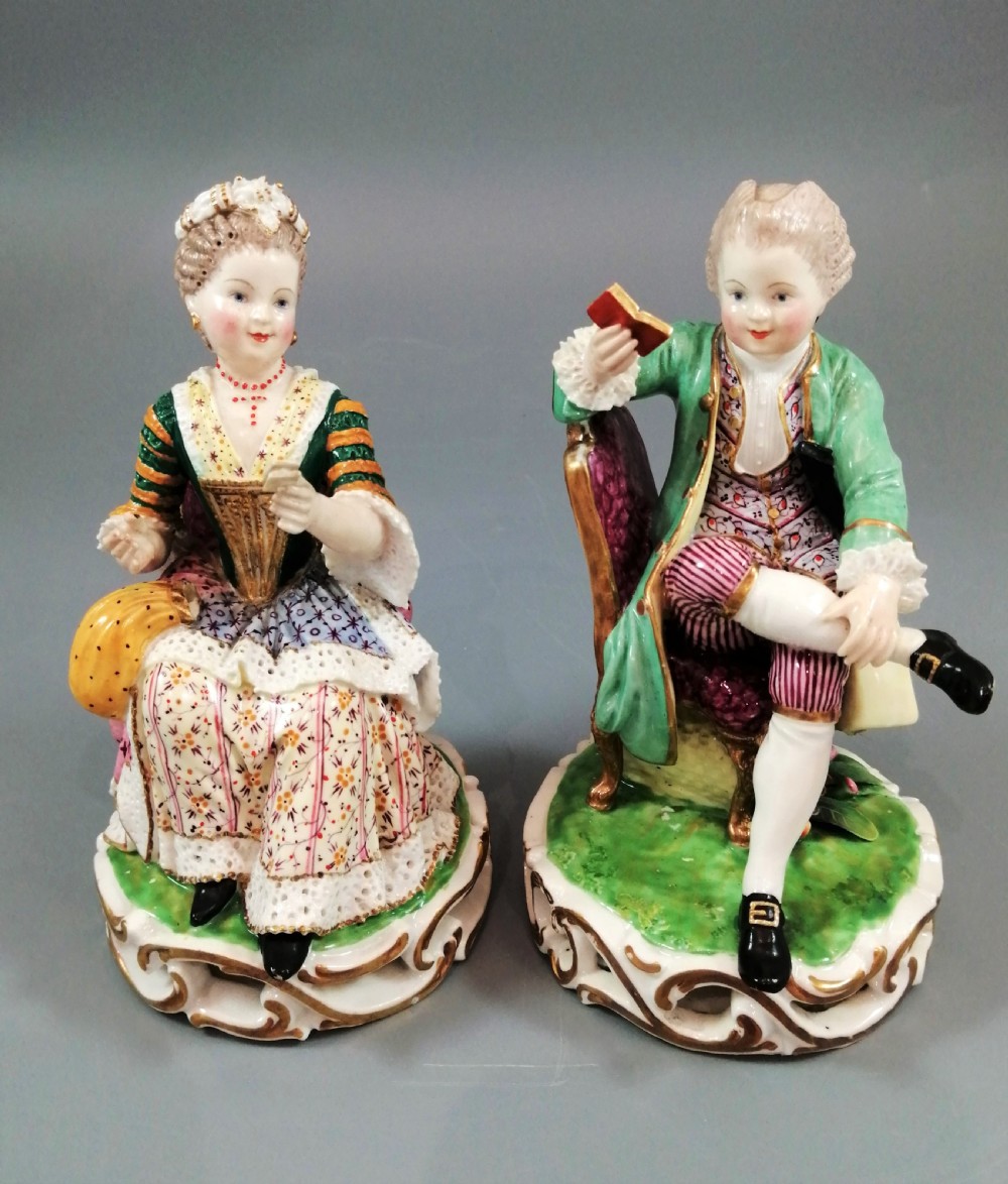 Antique Derby Porcelain Figurines of Young Pair, c.1780