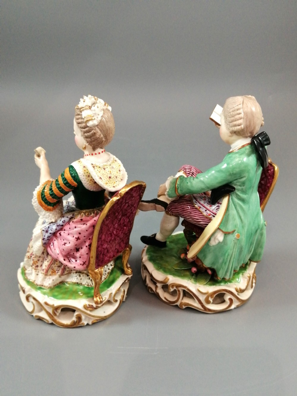 Antique Derby Porcelain Figurines of Young Pair, c.1780 View III