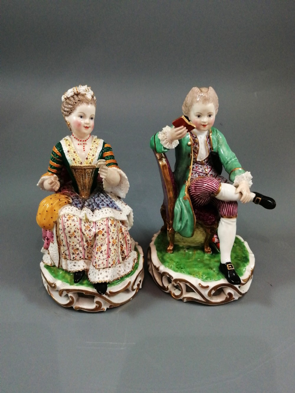 Antique Derby Porcelain Figurines of Young Pair, c.1780 View VII