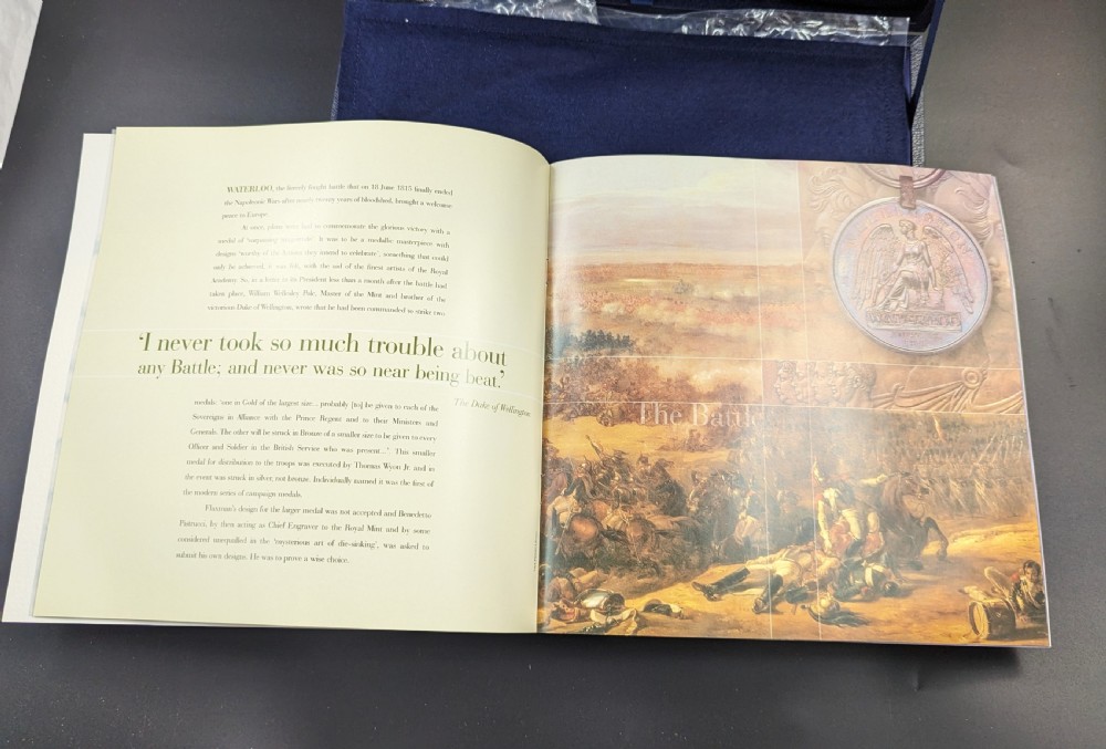 Rare limited edition (1 of 150) sterling silver Battle of Waterloo boxed commemorative medal (Salver ) View XII
