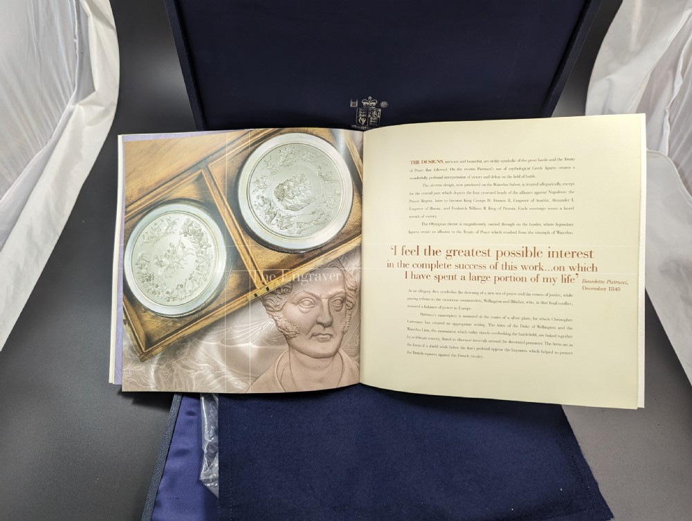 Rare limited edition (1 of 150) sterling silver Battle of Waterloo boxed commemorative medal (Salver ) View XV