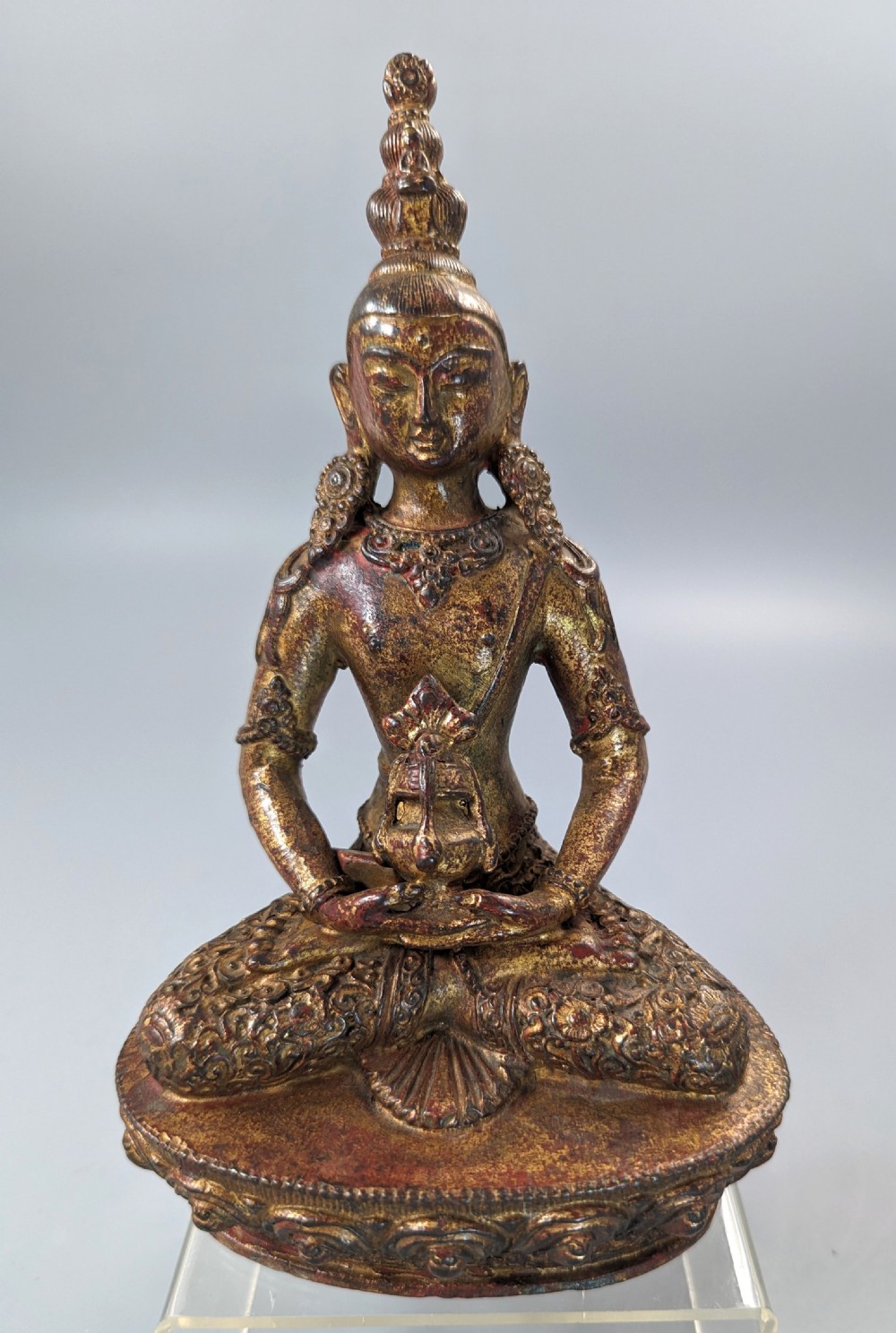 A   Gilt Bronze, Lacquered  figure of Amitayus,Tibet, 18 th.Century