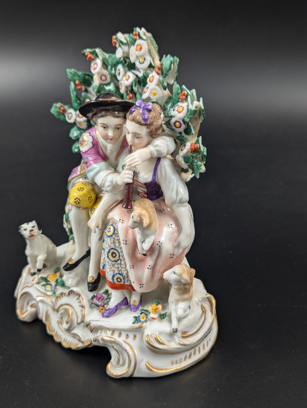 Antique Samson style Porcelain Figurine “Music lesson”, 19th century. View II