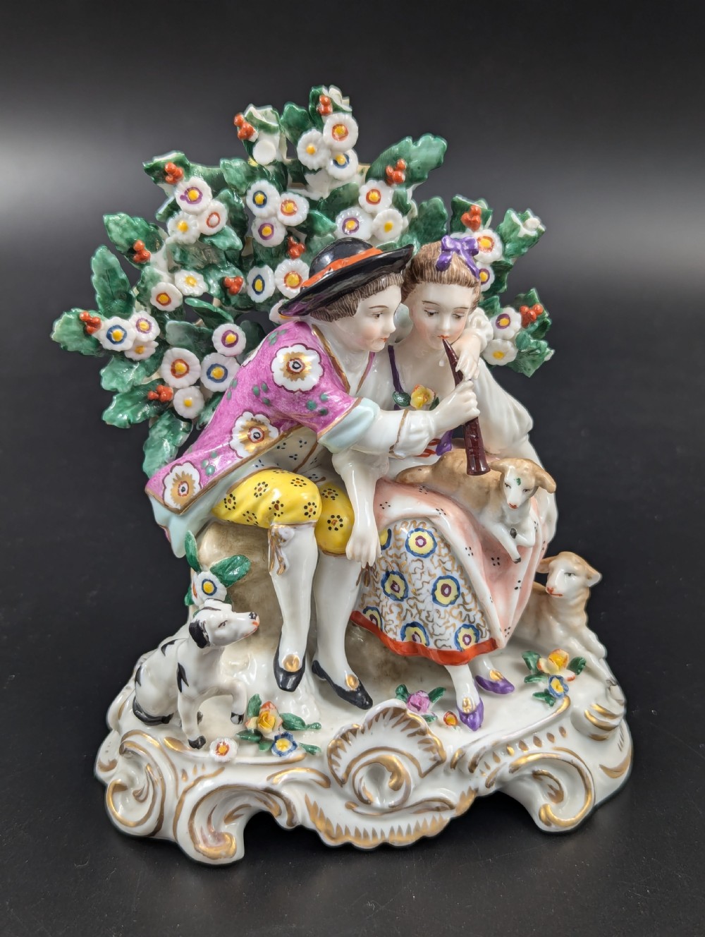 Antique Samson style Porcelain Figurine “Music lesson”, 19th century. View V