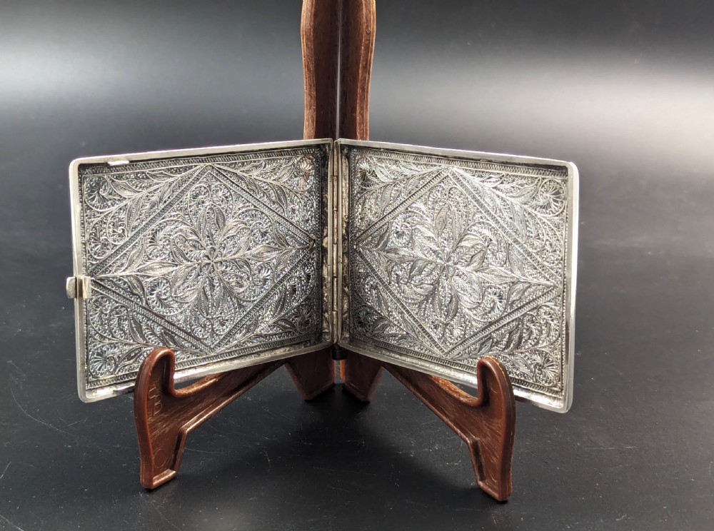 19th century silver filigree card(cigarette) case  View III