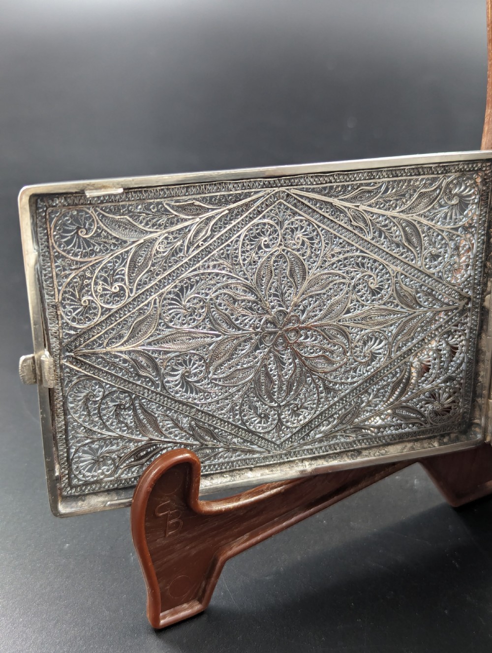 19th century silver filigree card(cigarette) case  View V