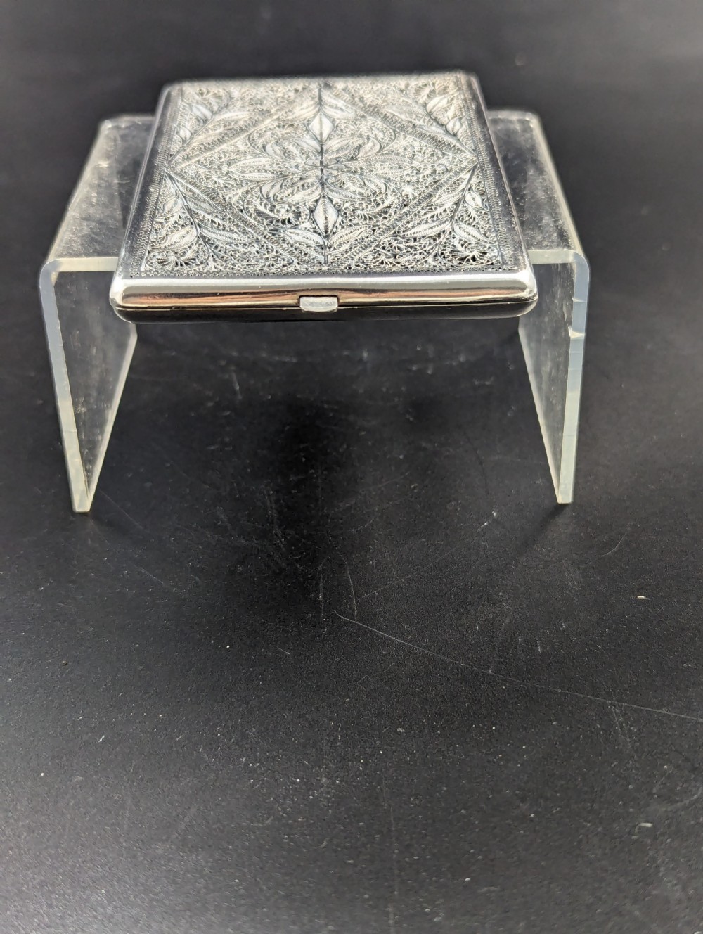 19th century silver filigree card(cigarette) case  View X