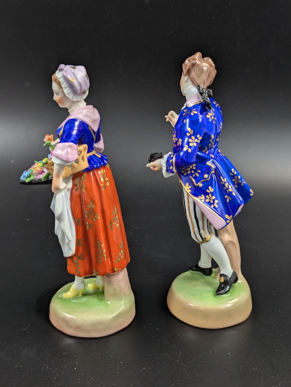 Pair of antique porcelain figurines, Dresden, Potschappel, early 20th century View III