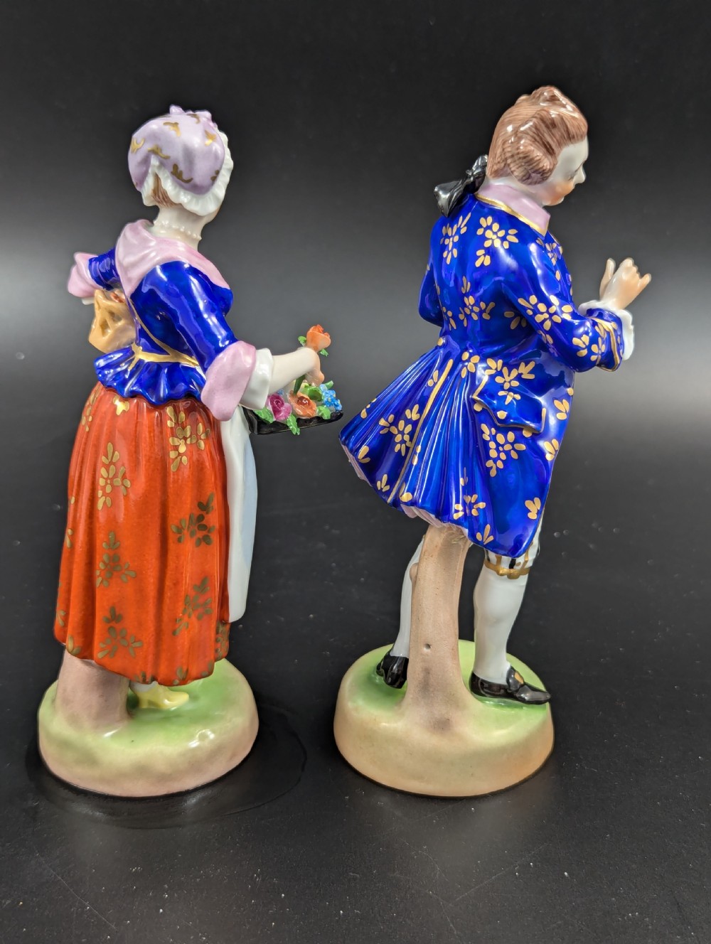 Pair of antique porcelain figurines, Dresden, Potschappel, early 20th century View V