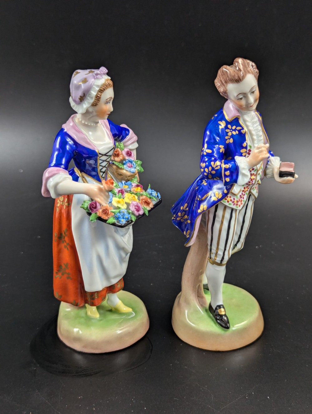 Pair of antique porcelain figurines, Dresden, Potschappel, early 20th century View VI