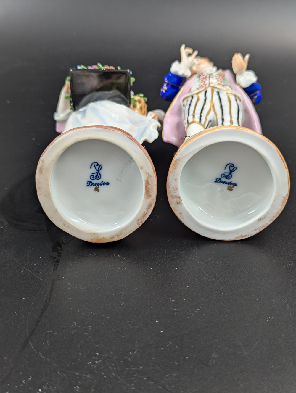 Pair of antique porcelain figurines, Dresden, Potschappel, early 20th century View VII