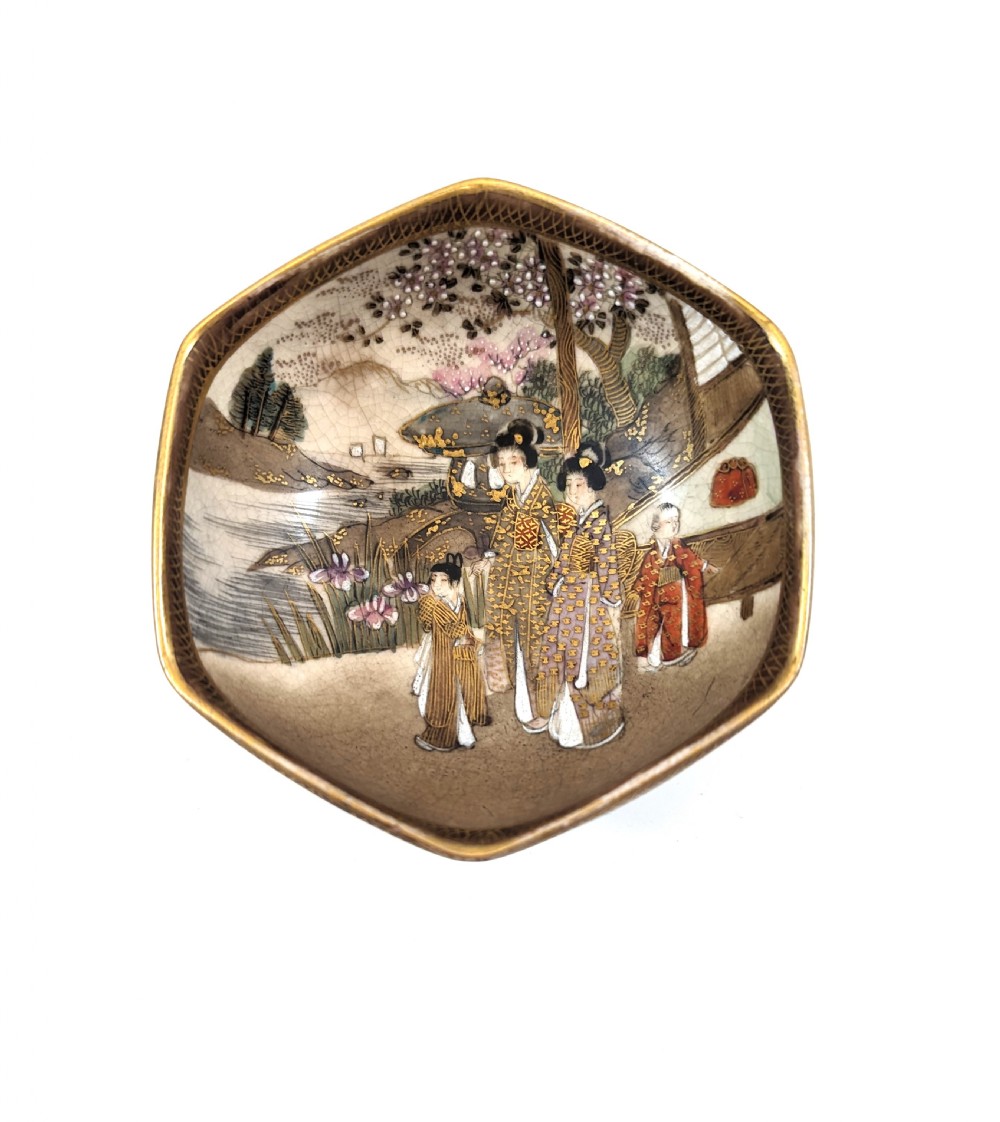 Satsuma Hexagonal Bowl, Kinkozan, Japan, c. 1920