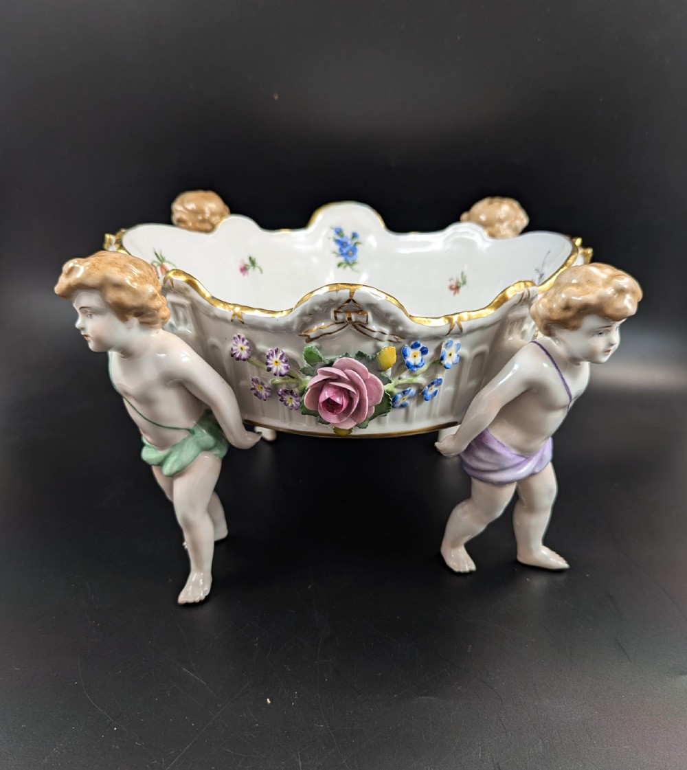 Antique German Schierholtz Figural Hand-Painted Porcelain Cherubim Vase View III