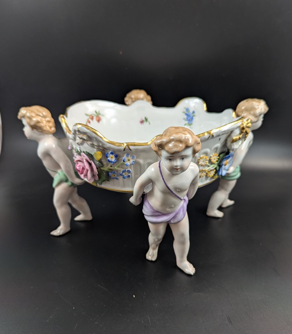 Antique German Schierholtz Figural Hand-Painted Porcelain Cherubim Vase View IV