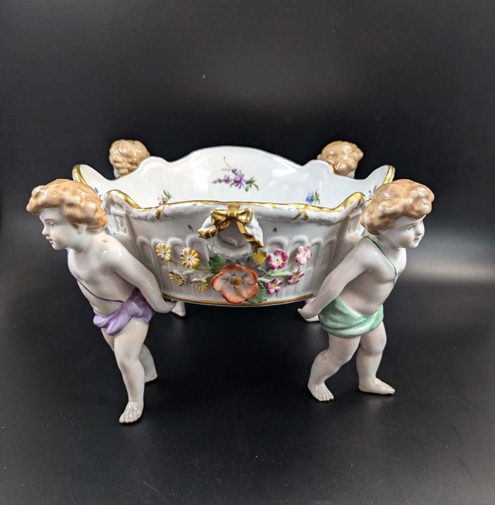 Antique German Schierholtz Figural Hand-Painted Porcelain Cherubim Vase View XI
