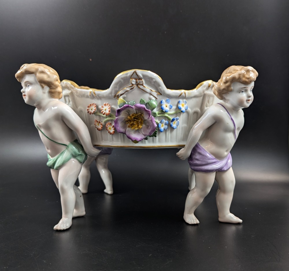 Antique German Schierholtz Figural Hand-Painted Porcelain Cherubim Vase View XIII