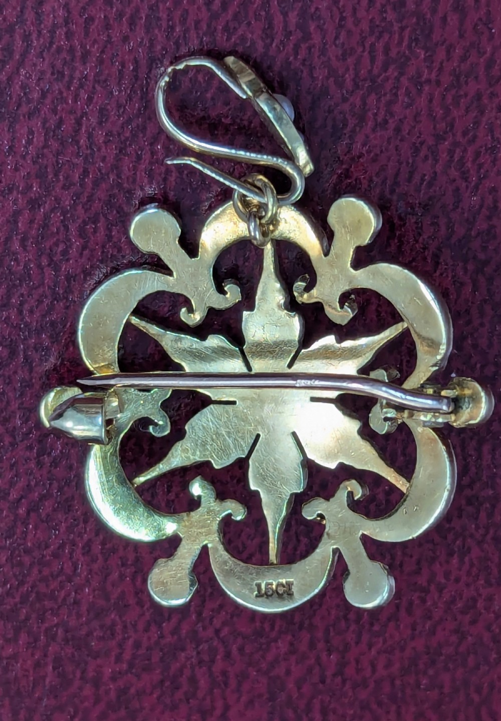 A Victorian Pearl and 15ct Gold Brooch Pendant View III
