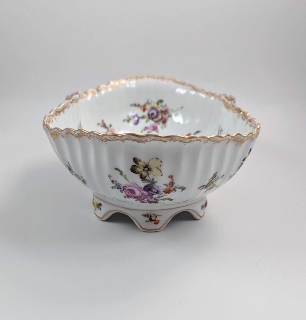 Helena Wolfsohn, Dresden, Large Hand-Painted Footed Bowl, c. 1870