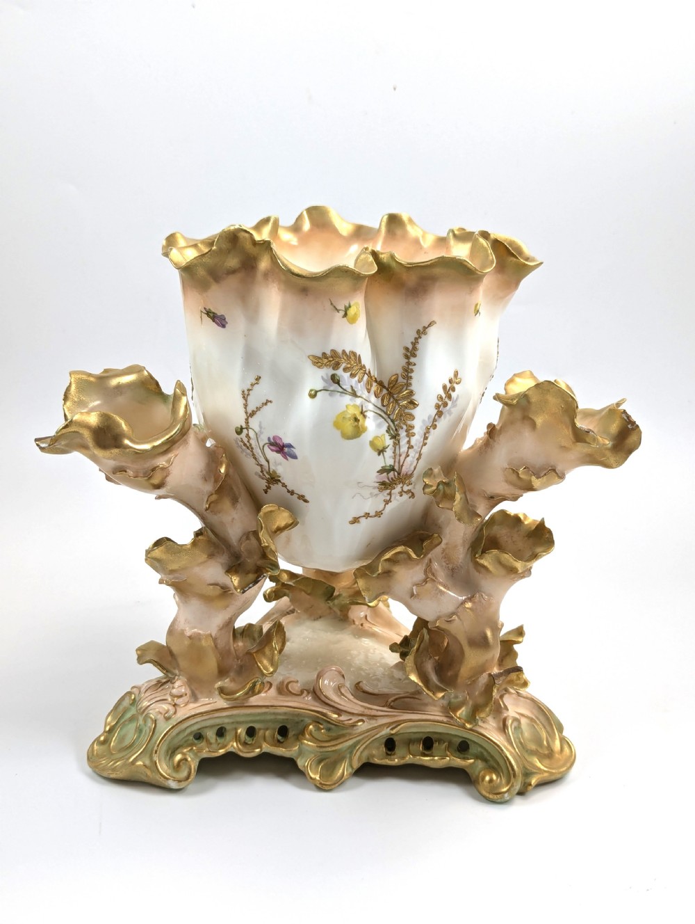 Moore Bros Floral and Gilt Decorated Vase, c. 1890, Very Rare