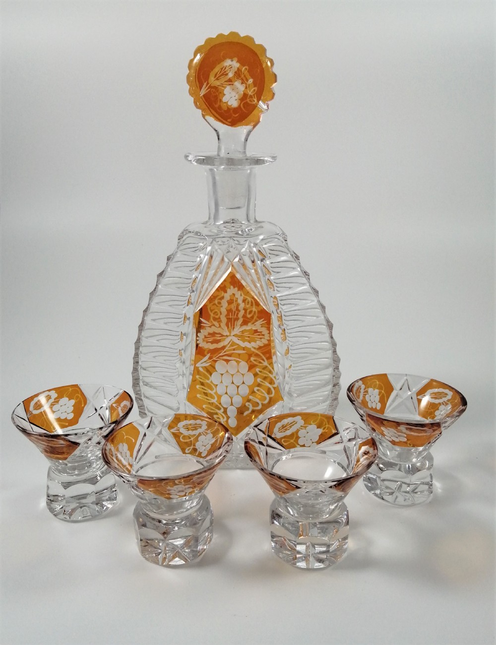 Czech Bohemian Art Deco Glass Liqueur Set by Karl Palda,c.1930