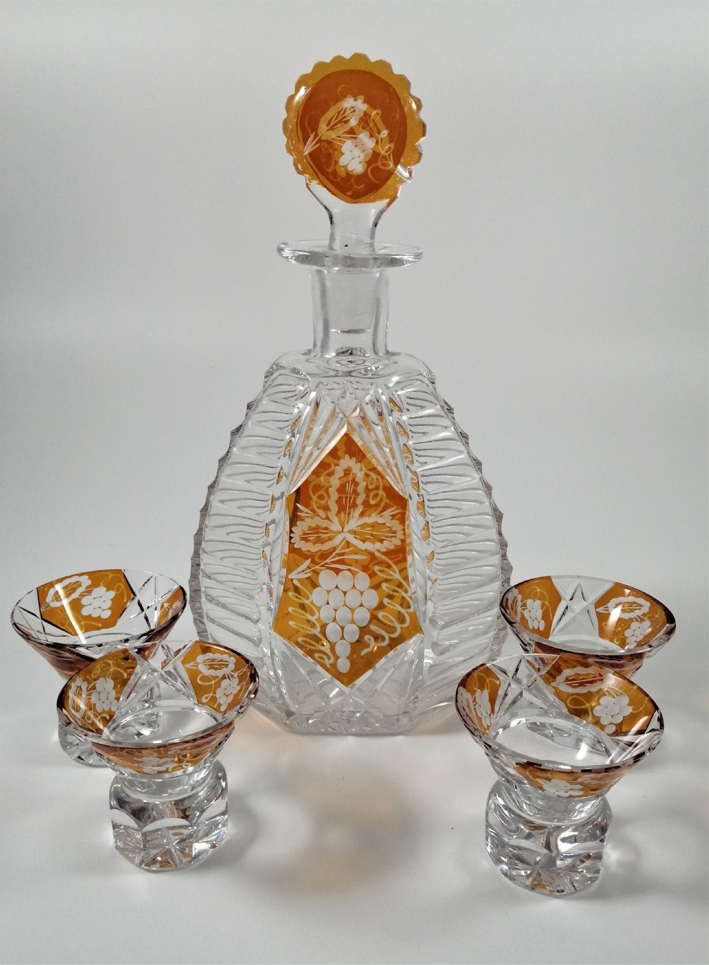 Czech Bohemian Art Deco Glass Liqueur Set by Karl Palda,c.1930 View II