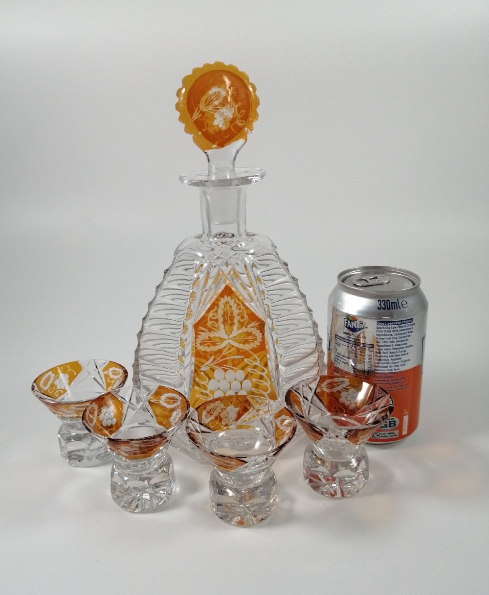 Czech Bohemian Art Deco Glass Liqueur Set by Karl Palda,c.1930 View VII