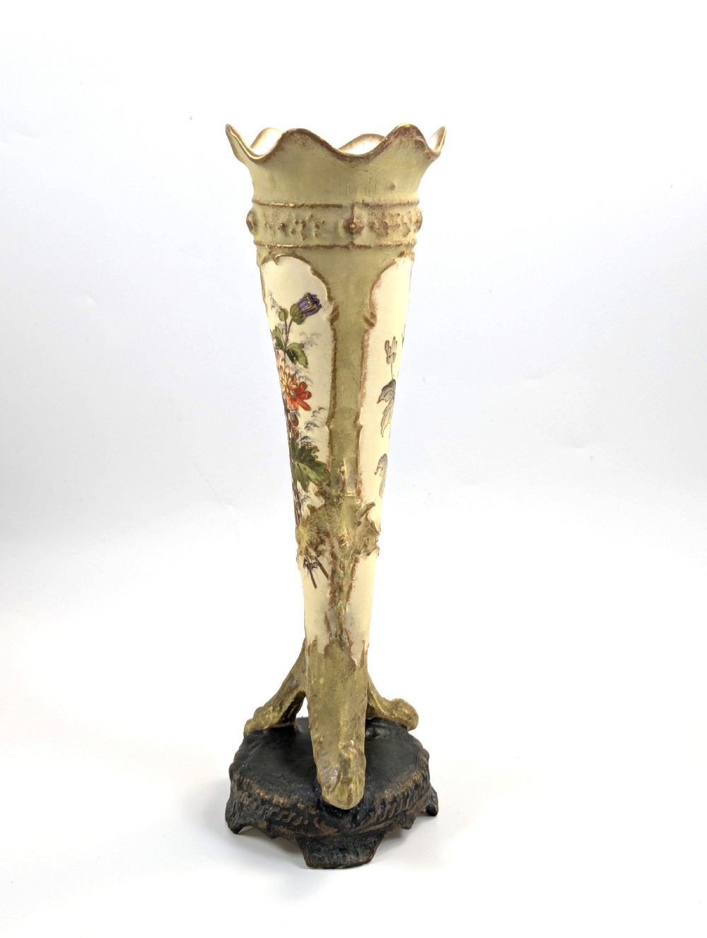 Antique Ernst Wahliss Porcelain Cornucopia Vase, c. 1897. View II
