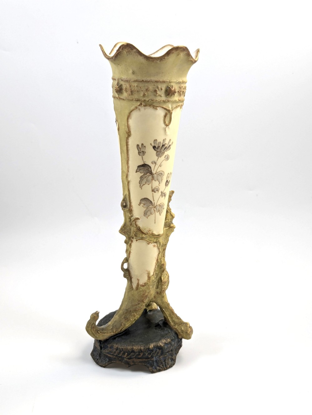 Antique Ernst Wahliss Porcelain Cornucopia Vase, c. 1897. View III