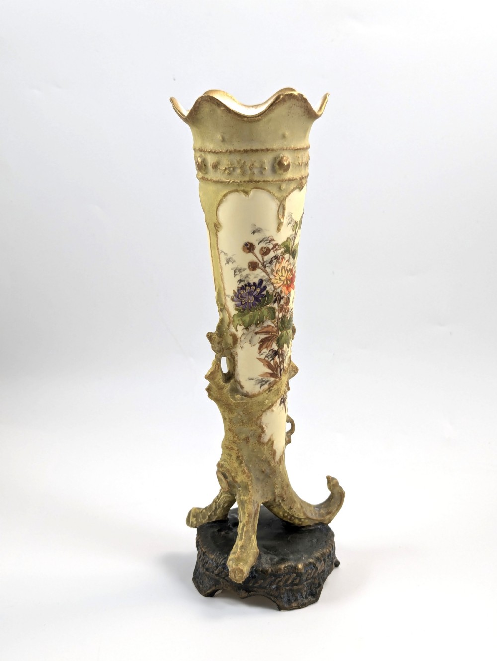 Antique Ernst Wahliss Porcelain Cornucopia Vase, c. 1897. View V