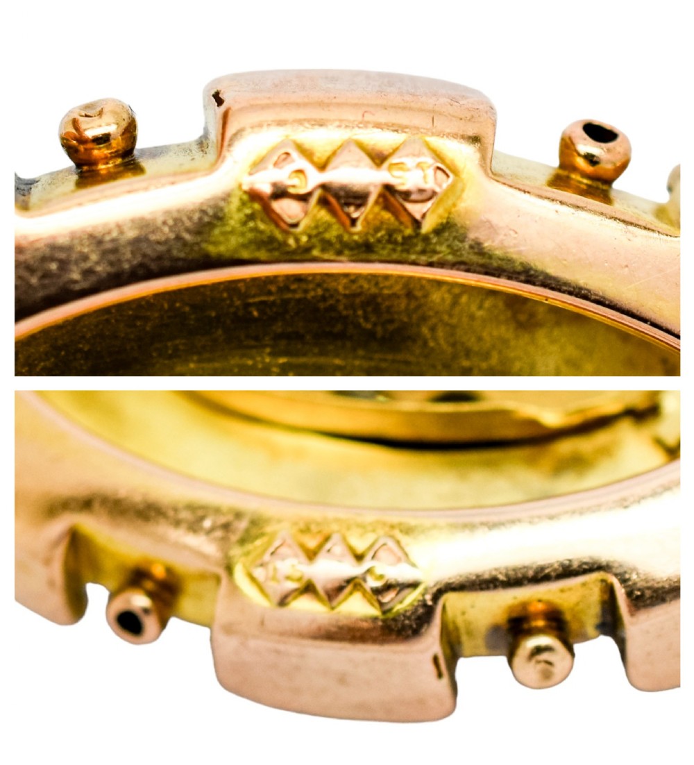 Antique Victorian Etruscan Revival 15ct gold locket brooch, 0.6ct Old-cut diamonds, 13.22g View XXVII