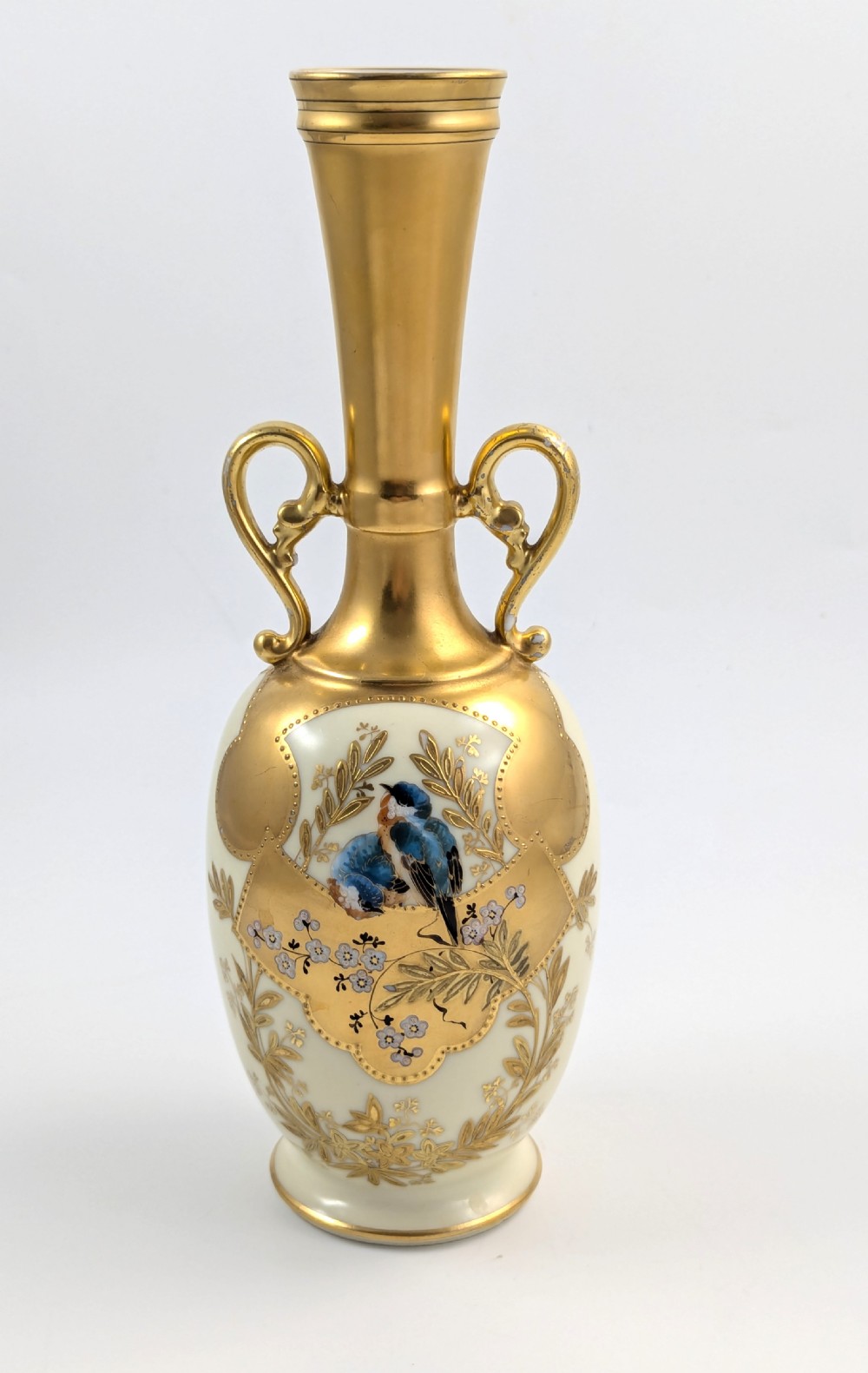 Antique  Collectible Porcelain Gold Gilt Vase by Martial Redon, Limoges, c. 1882