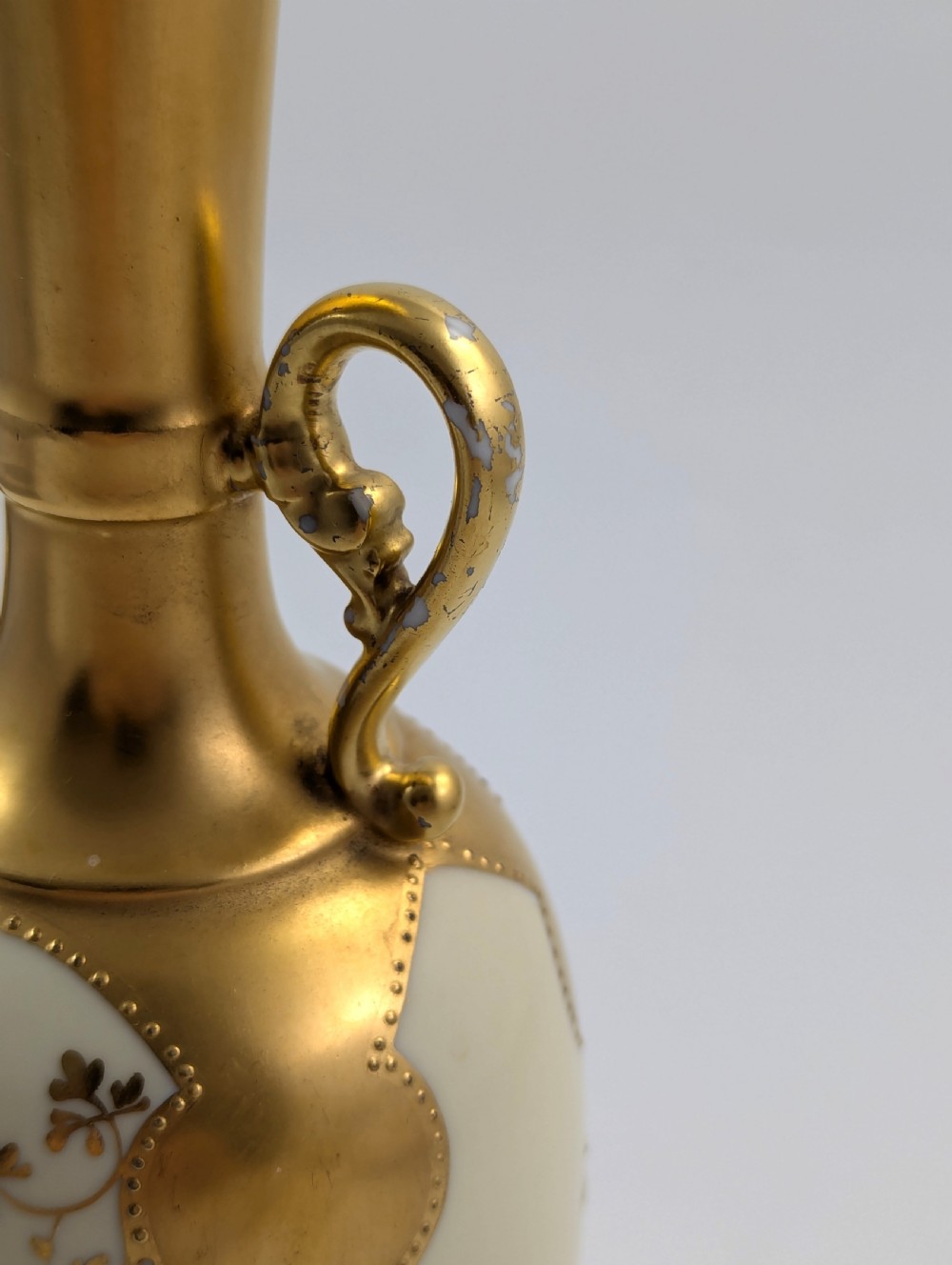 Antique  Collectible Porcelain Gold Gilt Vase by Martial Redon, Limoges, c. 1882 View VII