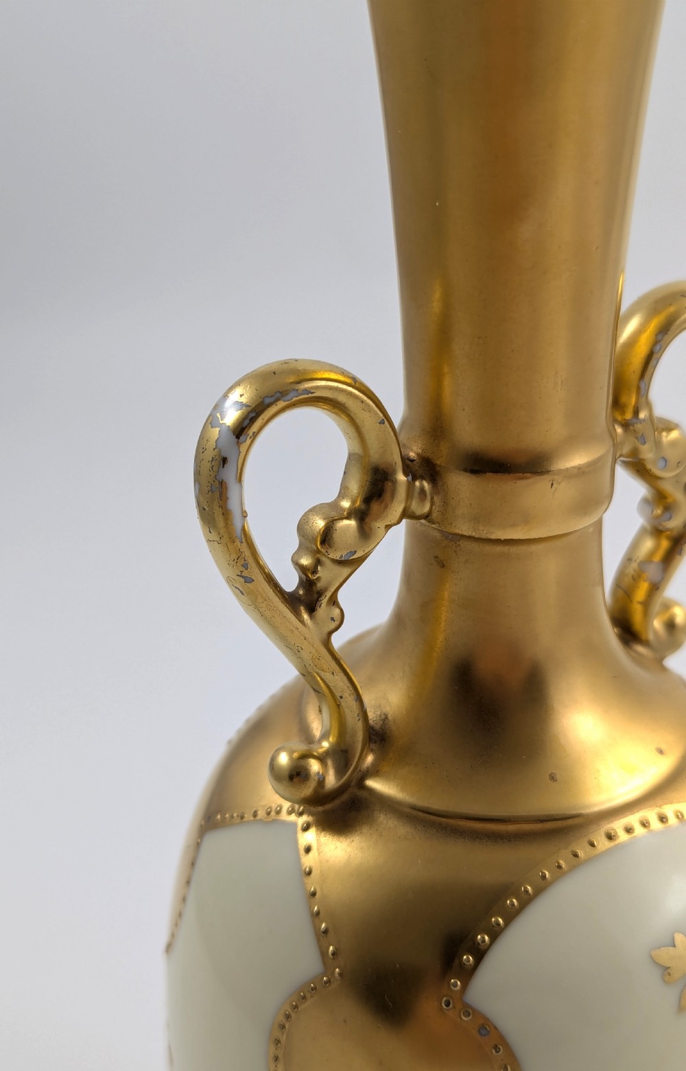 Antique  Collectible Porcelain Gold Gilt Vase by Martial Redon, Limoges, c. 1882 View VIII