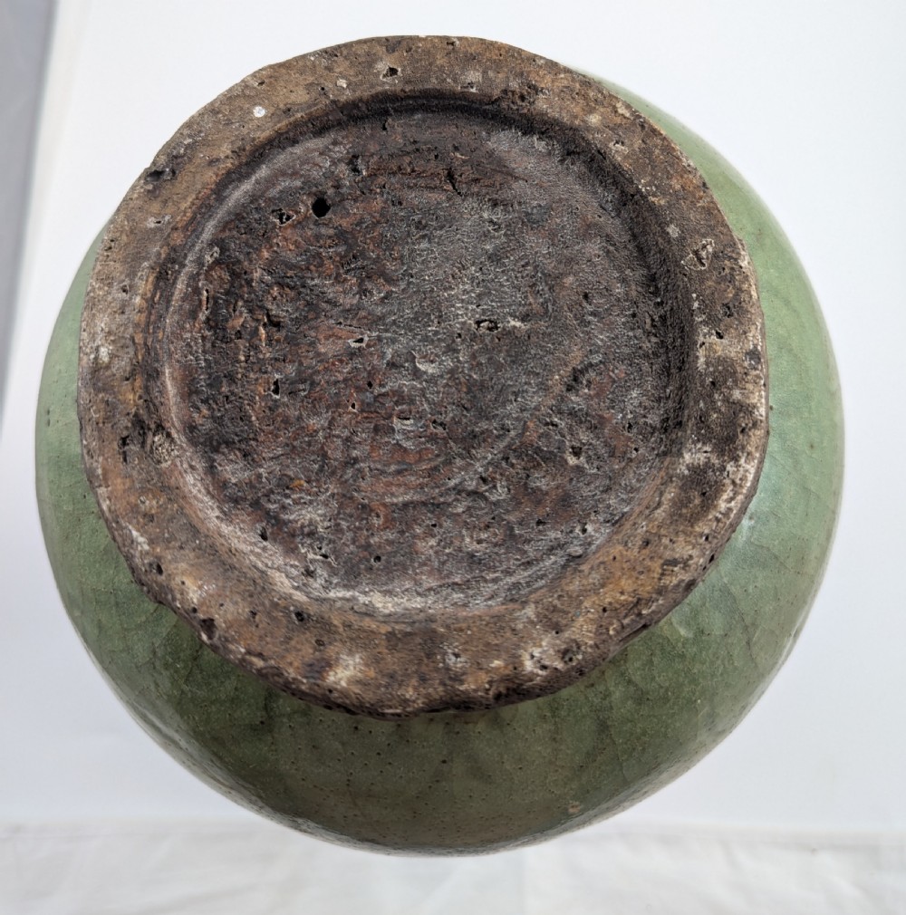Chinese Longquan Earthenware Green Double Gourd Vase, Song Dynasty. View X
