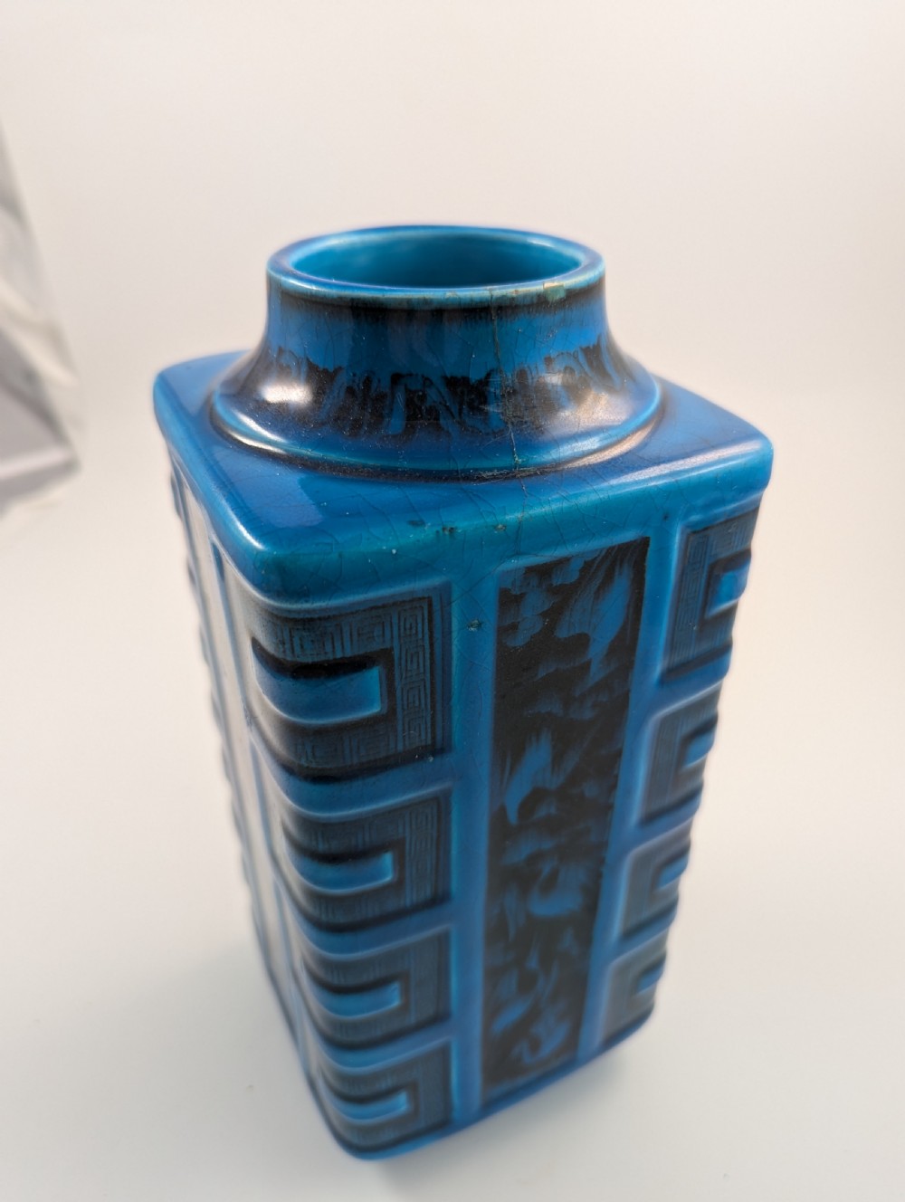 Christopher Dresser for Minton Turquoise-Glazed Square Vase, c. 1880 View VIII
