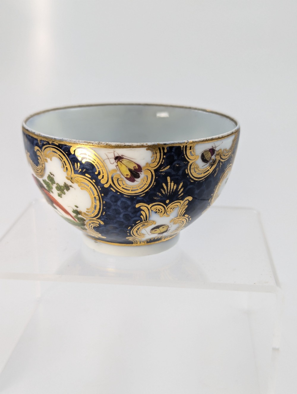 A Rare 18th Century Worcester Tea Cup with Hand-Painted Exotic Birds - c.1760 View V