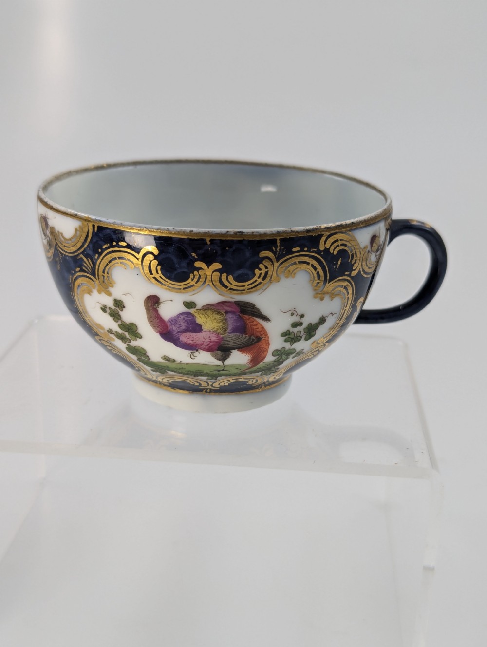 A Rare 18th Century Worcester Tea Cup with Hand-Painted Exotic Birds - c.1760 View VI