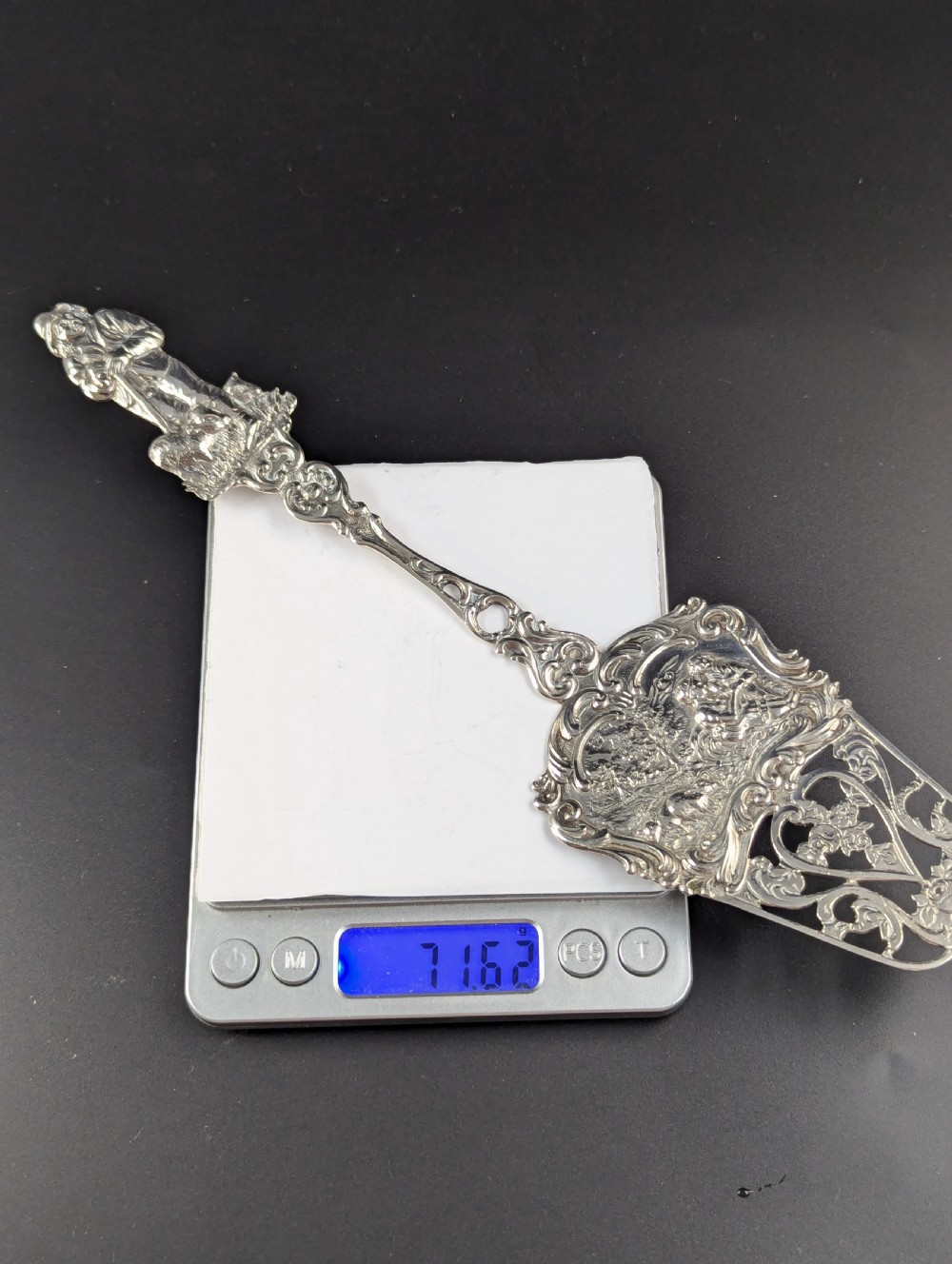 Antique Silver Cake Server, Germany, 19th Century View X