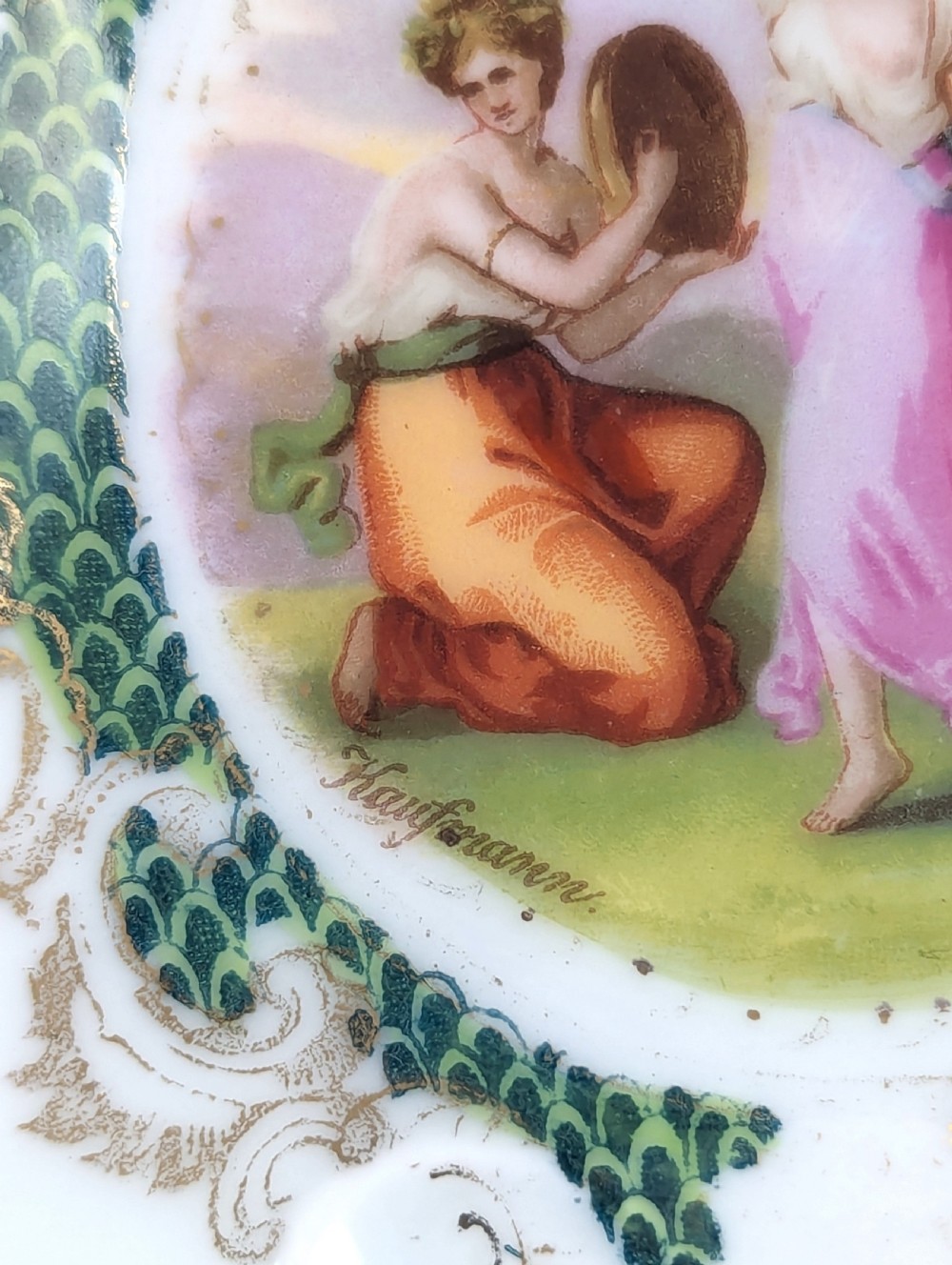 Antique Porcelain Plates from Plaue Schierholz, Germany, c. 1875. Two plate View IV