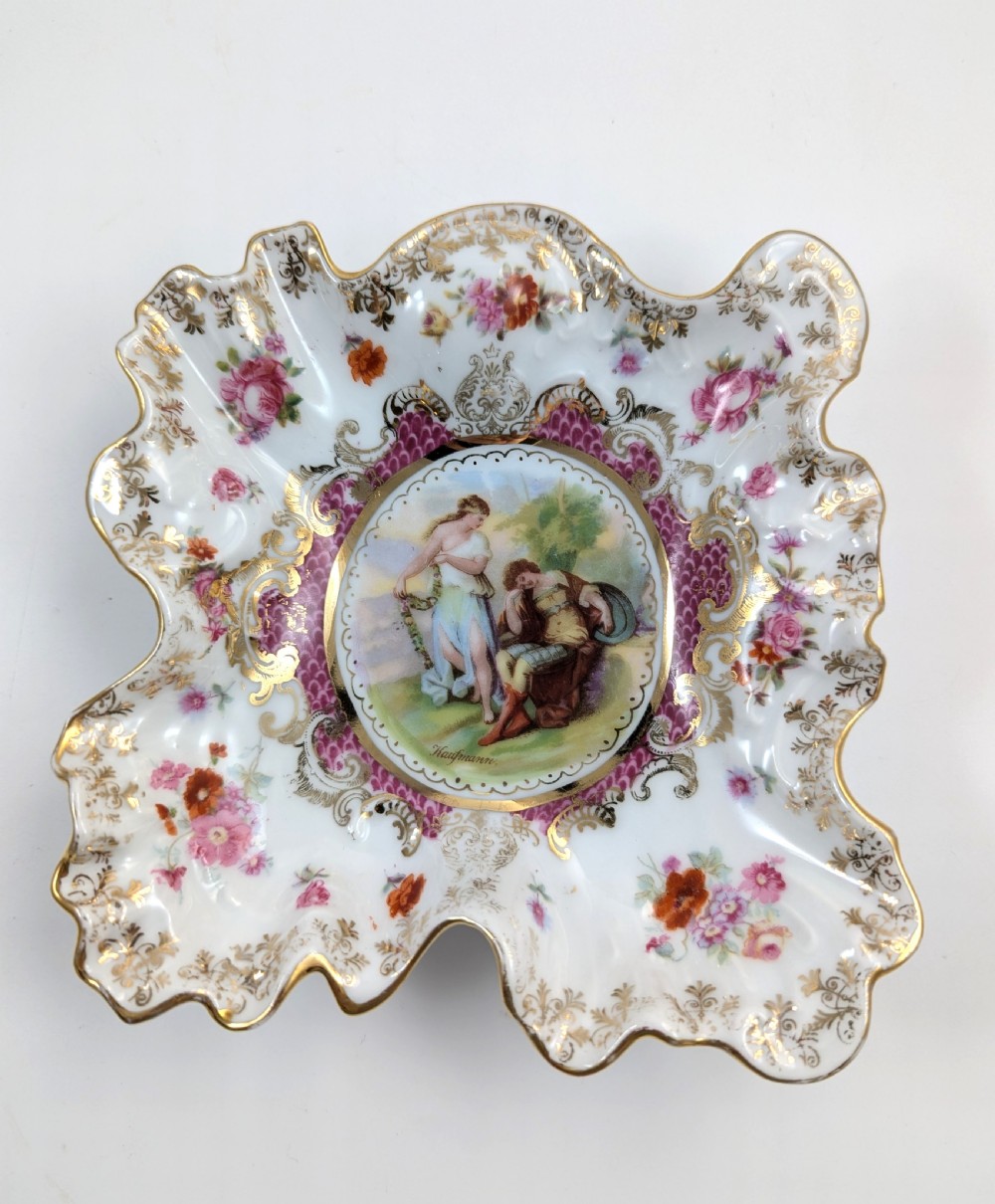 Antique Porcelain Plates from Plaue Schierholz, Germany, c. 1875. Two plate View VI