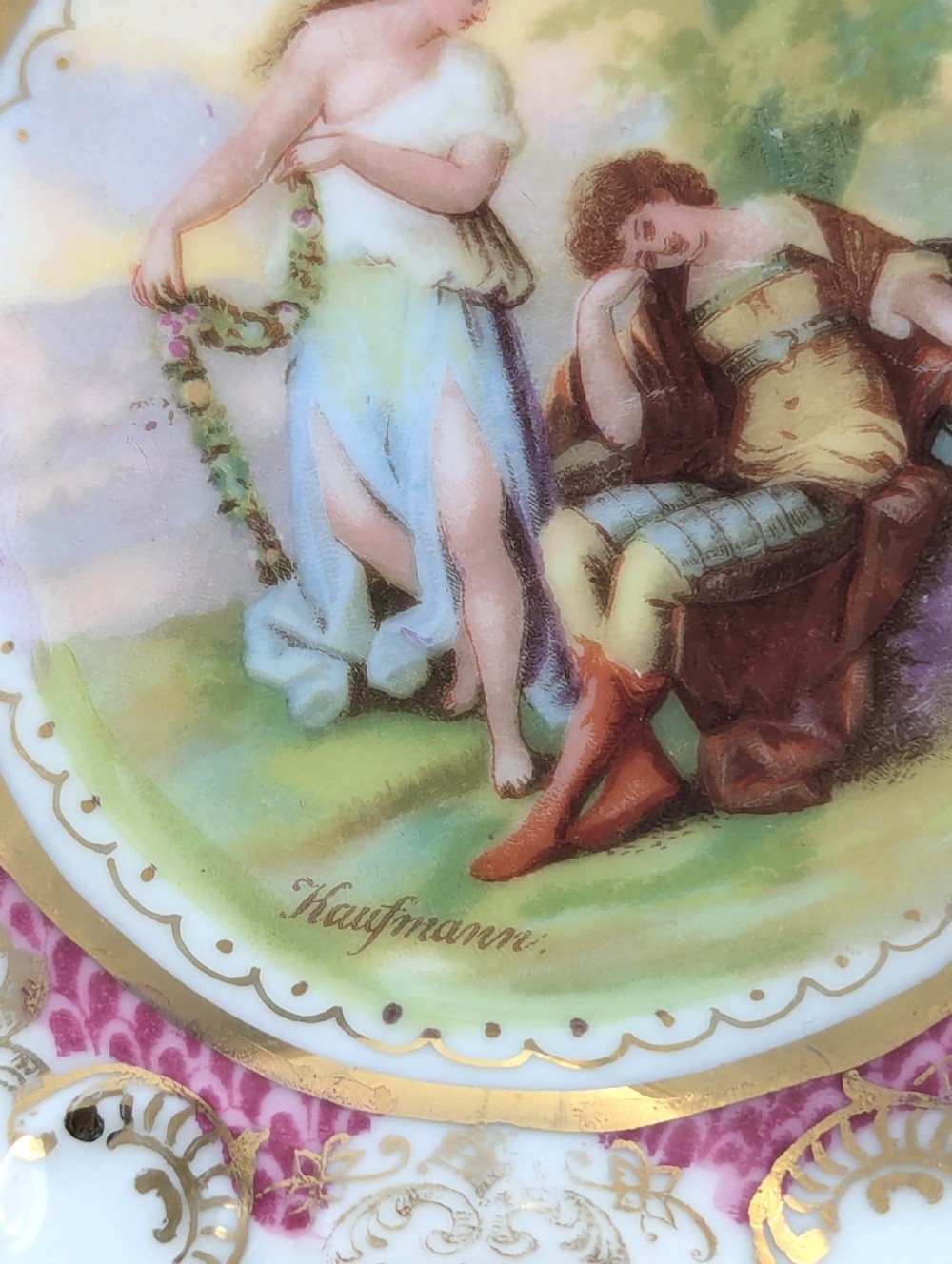 Antique Porcelain Plates from Plaue Schierholz, Germany, c. 1875. Two plate View VII
