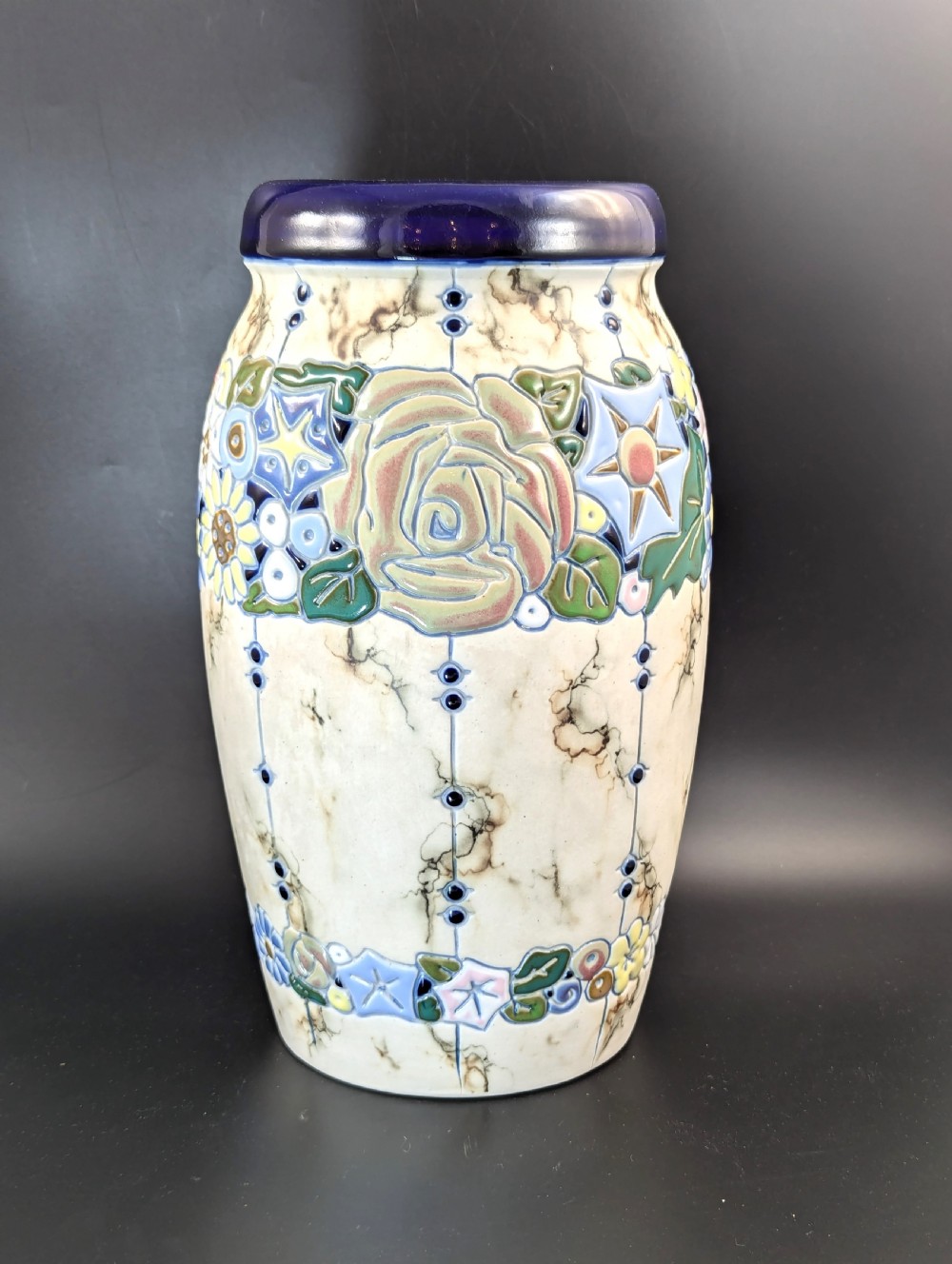 Amphora ceramic vase in the Art Deco style. Made in Czechoslovakia, 1920